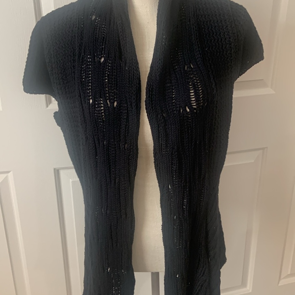 NWT “Pure Handknit” Brand Black Knit Open-Front Shawl Cardigan - Picture 7 of 17